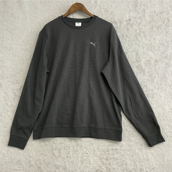 NEW Puma Men's XL Textured Crewneck Sweatshirt Black Cotton Blend - Picture 2 of 11